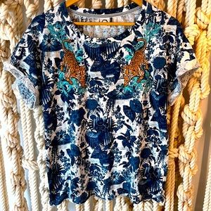 Anthropology t-shirt w tiger patches
